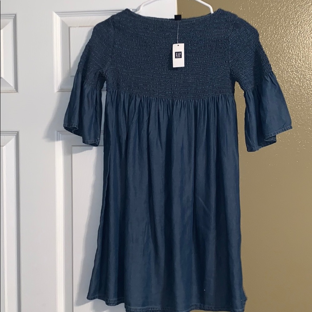 NWT Gap Kids Smocked Bodice Denim Dress-L(10-11yr)